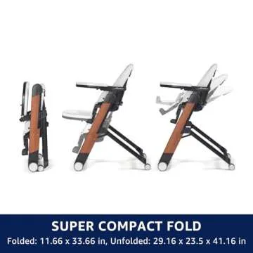 Peg Perego Siesta, Grow With Baby Folding High Chair & Recliner, Height Adjustable, Quick Clean & Easy Push Wheels For Babies & Toddlers, Made in Italy, Arancia (Orange)