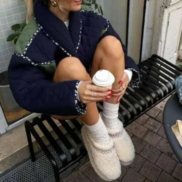 THUQ Warm Platform Braid Slippers for Women