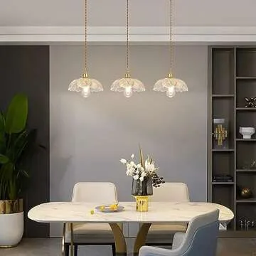 Bravsekai Glass Pendant Lights Kitchen Island,Large Glass Pendant 9.5 inch Hanging Light fixtures wi...