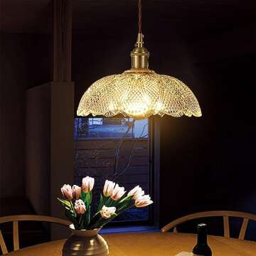 Bravsekai Glass Pendant Lights Kitchen Island,Large Glass Pendant 9.5 inch Hanging Light fixtures with Extra 2 Bulbs Adjustable Cord Modern Stylish Pendant Lighting for Kitchen,Dining Room,Bedroom