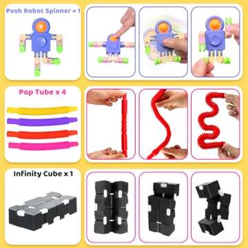 (60 Pcs) Sensory Fidget Toys Pack, School Classroom Rewards Goodie Bag Party Favors for Kids 3-5 4-8 8-12, Stress Relief & Anxiety Relief Tools Holiday Birthday