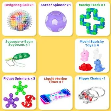 (60 Pcs) Sensory Fidget Toys Pack, School Classroom Rewards Goodie Bag Party Favors for Kids 3-5 4-8 8-12, Stress Relief & Anxiety Relief Tools Holiday Birthday