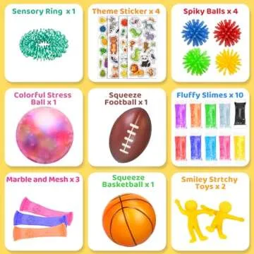 (60 Pcs) Sensory Fidget Toys Pack, School Classroom Rewards Goodie Bag Party Favors for Kids 3-5 4-8 8-12, Stress Relief & Anxiety Relief Tools Holiday Birthday