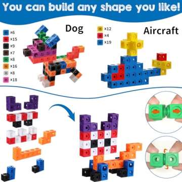 Libima 318 Pcs Math Counting Cubes Building Cubes Set with Stem Cards Linking Cubes Counting Blocks Manipulatives Math Preschool Math Counter Games for Boys Girls 4-8 Back to School Supplies