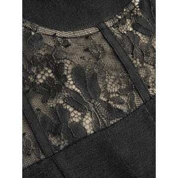 CIDER Women's Solid Lace Corset Chain Cross Wide Leg Jumpsuit Plus Size: Black, 0XL