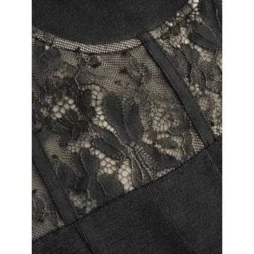 CIDER Women's Solid Lace Corset Chain Cross Wide Leg Jumpsuit Plus Size: Black, 0XL