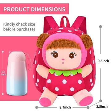 Cute Toddler Plush Backpack for Snacks & Dolls