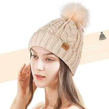 REDESS Women Winter Pompom Beanie Hat - Warm & Cozy