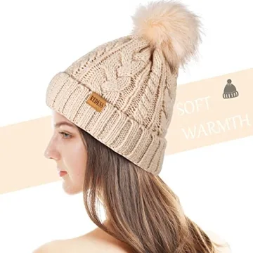 REDESS Women Winter Pompom Beanie Hat - Warm & Cozy