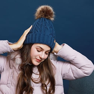 REDESS Women Winter Pompom Beanie Hat - Warm & Cozy