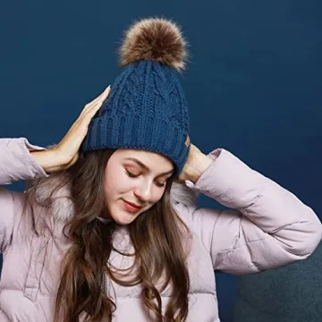 REDESS Women Winter Pompom Beanie Hat - Warm & Cozy