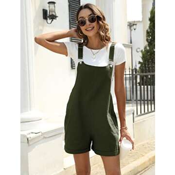 Yeokou Women's Cotton Linen Short Overalls for Summer Style
