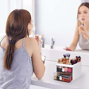 LETURE Small Desk Organizer with Drawer for Office & Home