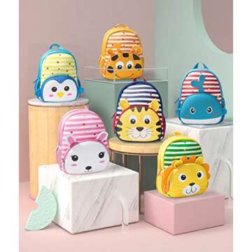 KK CRAFTS Preschool Backpack Toddler Neoprene Animal Schoolbag Lunch backpack for Kids Boys Girls(Lion)