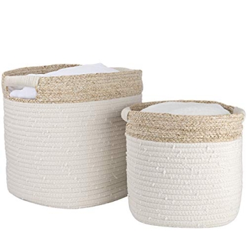LA JOLIE MUSE Cotton Rope Storage Baskets for Home Decor