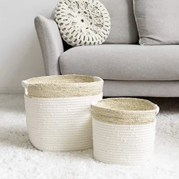 LA JOLIE MUSE Cotton Rope Storage Baskets for Home Decor