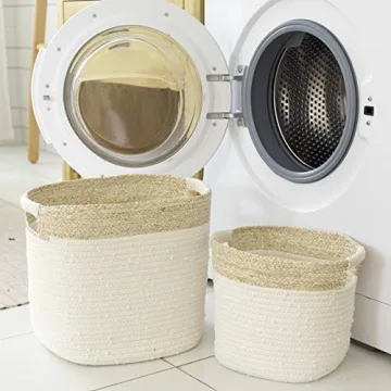 LA JOLIE MUSE Cotton Rope Storage Baskets for Home Decor