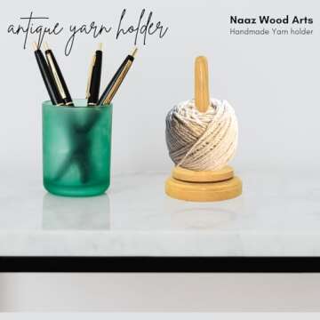 NAAZ Wood Yarn Holder with Twirling Mechanism - 7" H