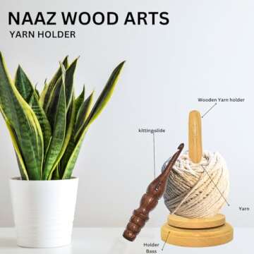 NAAZ Wood Yarn Holder with Twirling Mechanism - 7" H