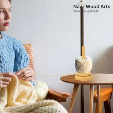 NAAZ Wood Yarn Holder with Twirling Mechanism - 7" H