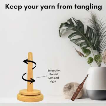 NAAZ Wood Yarn Holder with Twirling Mechanism - 7" H