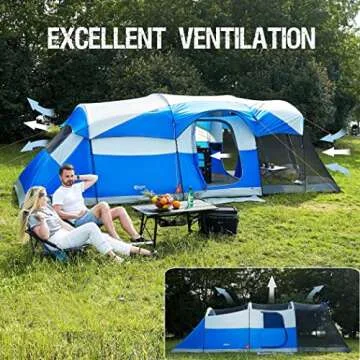 PORTAL 8 Person Family Camping Tent with Screen Porch, Portable Waterproof Windproof Cabin Tent with Rainfly, Carry Bag for Family Camping, Outdoor Hiking