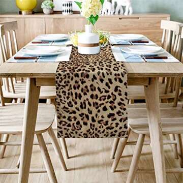 T&H XHome Linen Burlap Table Runner Dresser Scarves, Leopard Print Table Runners for Family Dinners ...
