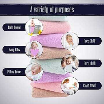 Super Soft Burp Cloths 8 Pack - Thick Baby Washcloths - Extra Absorbent - Perfect Size Large 20" by 10" - Light and Easy to Carry - Milk Spit Up Rag - Burpy Cloths for Unisex, Boy, Girl - Multicolored