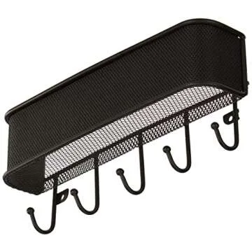 iDesign Twillo Steel Wall Mount Mail and Key Rack - 10.5" x 2.5" x 4.5", Matte Black
