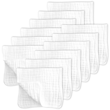 Sweet Dolphin 12 Pack Muslin Burp Cloths - Soft & Extra Absorbent