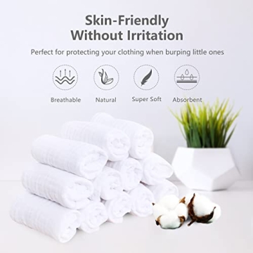 Sweet Dolphin 12 Pack Muslin Burp Cloths - Soft & Extra Absorbent