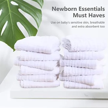 Sweet Dolphin 12 Pack Muslin Burp Cloths - Soft & Extra Absorbent