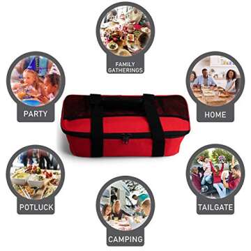 HOTLOGIC Food Warming Tote, Casserole Carrier 120V, Red