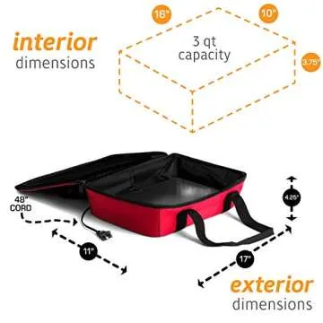 HOTLOGIC Food Warming Tote, Casserole Carrier 120V, Red
