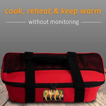 HOTLOGIC Food Warming Tote, Casserole Carrier 120V, Red