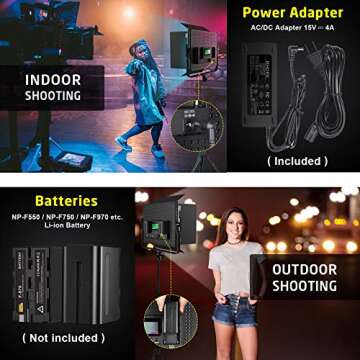 IVISII RGB LED Video Light Panel, 2600K-10000K/CRI 97/552PCS LED Beads Studio Lighting, 9 Applicable Scenes 360° Full Color Photography Lighting for Video Conference, Recording, YouTube