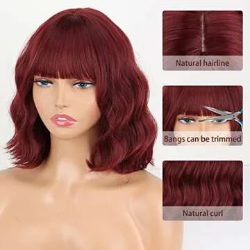 MISSQUEEN Short Red Wig for Cosplay and Daily Use