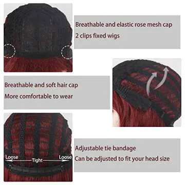 MISSQUEEN Short Red Wig for Cosplay and Daily Use