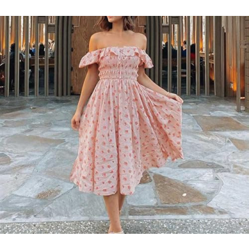 R.Vivimos Floral Puff Sleeve Vintage Midi Dress - Soft Cotton