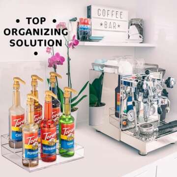 Torani Syrup Rack Coffee Bar Accessories, Coffee Syrup Organizer (6-Bottle Holders)