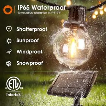 addlon 50FT Solar String Lights Outdoor Waterproof with Remote, G40 Globe Solar Patio Lights with 27 LED Shatterproof Bulbs, 3 Light Modes, Dimmable Hanging Lights for Outside Backyard Party