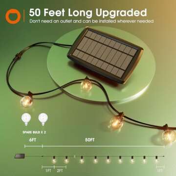 addlon 50FT Solar String Lights Outdoor Waterproof with Remote, G40 Globe Solar Patio Lights with 27 LED Shatterproof Bulbs, 3 Light Modes, Dimmable Hanging Lights for Outside Backyard Party