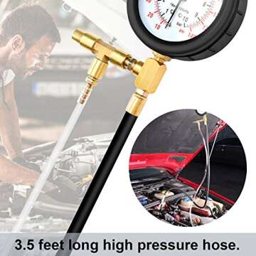 BETOOLL Fuel Injection Pressure Tester Kit Gauge 0-140 PSI