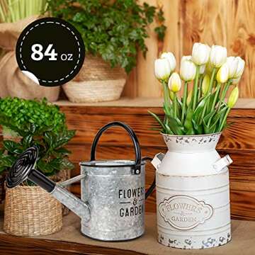 Beautiful Galvanized Watering Can - Decorative 84oz Farmhouse Style Watering Can with Easy Pour Over Sprinkler Spout for Fast and Easy Plant Watering - Perfect for Indoor and Outdoor Use