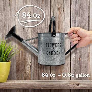 Beautiful Galvanized Watering Can - Decorative 84oz Farmhouse Style Watering Can with Easy Pour Over Sprinkler Spout for Fast and Easy Plant Watering - Perfect for Indoor and Outdoor Use