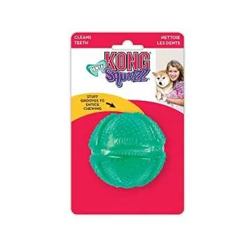 KONG Squeezz Dental Ball - Dog Toy for Cleaning Teeth - Flexible Chew Toy for Gentle & Mild Chewers - for Medium/Large Dogs