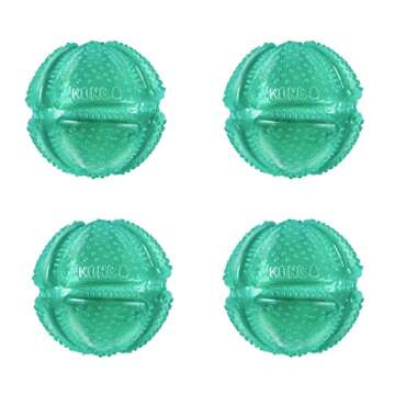 KONG Squeezz Dental Ball - Dog Toy for Cleaning Teeth - Flexible Chew Toy for Gentle & Mild Chewers - for Medium/Large Dogs