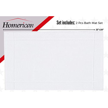 HOMERICAN Washable Bath Mat Set - Soft Turkish Cotton Mats