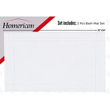 HOMERICAN Washable Bath Mat Set - Soft Turkish Cotton Mats