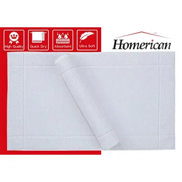 HOMERICAN Washable Bath Mat Set - Soft Turkish Cotton Mats